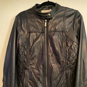 Mickael Kor beautiful lightly worn soft leather black jacket